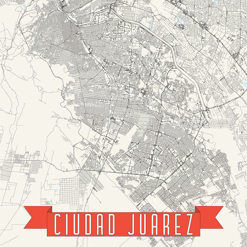 Ciudad Juarez，墨西哥矢量地图